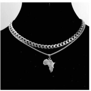2set silver necklaces and africa map pendant