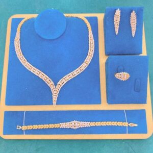 Authentic Classy Unique Diamond Gold Necklace/Bracelet/Ring And Earrings Jewelry Set