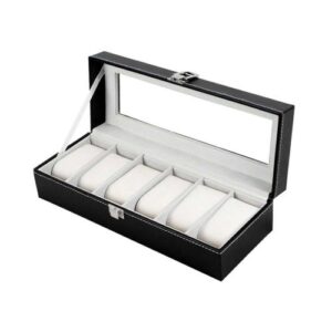 6 Slots Leather Wrist Watch Jewelry Box Organizer