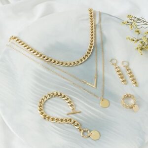 4Pcs Set Necklace Earrings Ring Bracelets