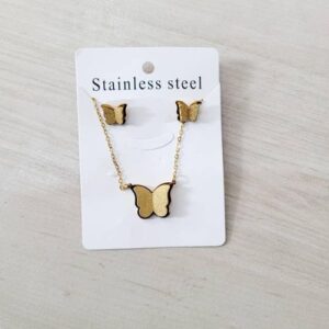 2024 butterfly stainless steel set of necklace and earring