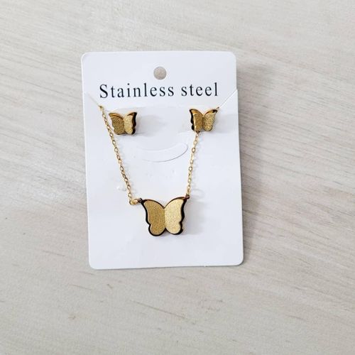 2024 butterfly stainless steel set of necklace and earring