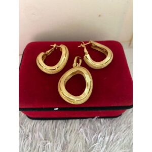 Atex Gold - Oval Hoop Earrings And Pendant