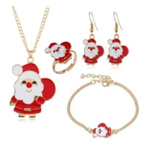 Christmas Jewelry Set-Santa Claus Theme, 4 Pieces Total