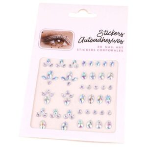 Self Adhesive Face Gems Hair Body Rhinestones Gems Colorful Crystals Stickers for DIY Crafts Face Makeup Manicure,ZH661 White NO5124
