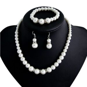 3 In 1 Jewelry Pearl Lovely Earring Jewellery Set