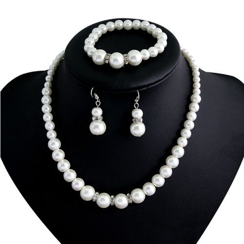 3 In 1 Jewelry Pearl Lovely Earring Jewellery Set