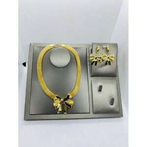 Authentic Classy  Unique Gold Necklace And Earrings Jewelry Set