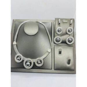 Authentic Classy Unique Silver Necklace And Earrings Jewelry Set