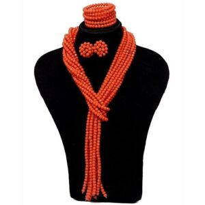 Beads By Aduke Interwoven Beaded Set- Red