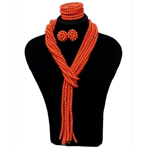Beads By Aduke Interwoven Beaded Set- Red