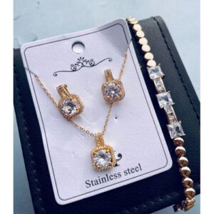 3 SET ZIRCONIA ICE NECKLACE EARRING AND BRACELET
