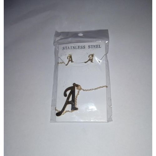 ALPHABET NECKLACE AND EARRING - LETTER A