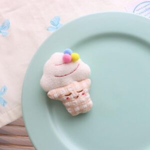 Cute Kids DIY Hair Accessory - Beige Ice Cream & brooch