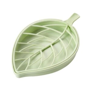 Leaves Shaped Soap Rack Double Layer Soap Drain Storage Organizer for Bathroom,Green NO5099