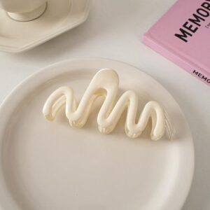 Chic Wave Hair Clip Jelly Texture Shark Clamp - M2-044 cream Series M gripper-cream White