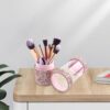 PU Glitter  Brush Holder Large Capacity Bling For Cosmetics Pink