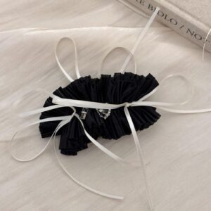 Soft Cream Lace Hair Band Sweet Korean Style - 33  hair ring-black bow