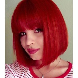 Bobo wig female multicolor wig with bangs and short hair wig full head