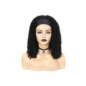 Fave Passion Twist Dreadlock Headband Wig Synthetic Braided Curly Hair Heat Resiatant Fiber For Women Man Daily Life Natural Black