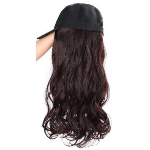 Hair Extension with Baseball Cap Curly Wavy Long Hair Wigs Synthetic Hair Caps Party Cosplay Wigs Accessories,B NO5119