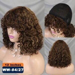 Bob Wigss With Bangs Short Bob Curly Wigs Water
