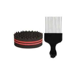 Hair Brush Sponge with Big Holes Metal Hair Pick Comb