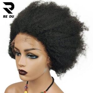 20 Inch Glueless 13x4 HD Front Wigs  Afro Kinky Curly Hair For Black Women