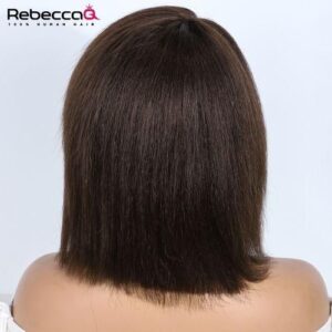 Glueless Kinky Straight Frontal Wigss 100% Wear And Go Bob 12A Peruvain Hair Short Yaki Straight Wigss For