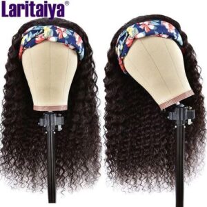 Deep Wave Headband Wigs Wigs 30 Inch Brazilian Remy Scarf Wigs Glueless Deep Curly Wigs Headbands For