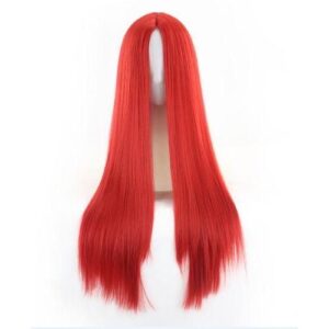 Black long straight hair ladies chemical fiber high temperature silk wig