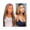 Wig ice silk headband black long straight hair Headband wig chemical fiber
