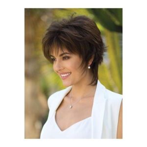 Beisdwig Short Wavy Synthetic Wigs For Black/white Women Layered Hair For Women Cosplay Women Short Brown Wig With Bangs