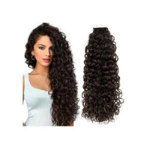 Easyouth Tape In Hair Extensions Human Curly Remy Darkest
