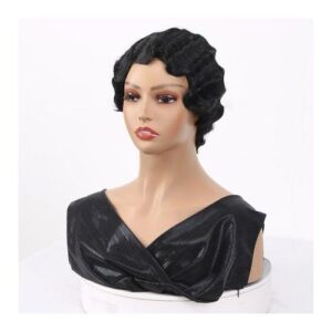 Amir Brazilian Short Pixie Cut Synthetic Hair Wigs Finger Waves Hairstyles For Black Women Short Ocean Wave Wig Pixie Cut Wigs