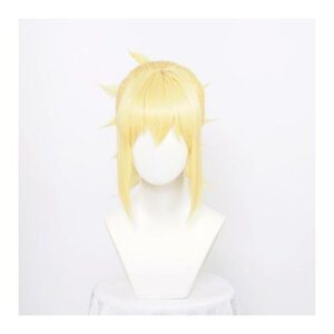 Ccutoo Synthetic Hair Kohaku Anime Dr.stone Cosplay Wig Golden Ponytail Heat Resistance Costume Wigs Free Wig