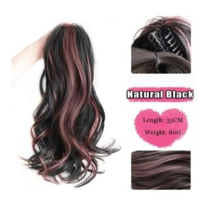 Aosi Synthetic Claw Clip Ponytail Hair Extensions Short Curly Natural Tail False Hair For Women Highlight Powder