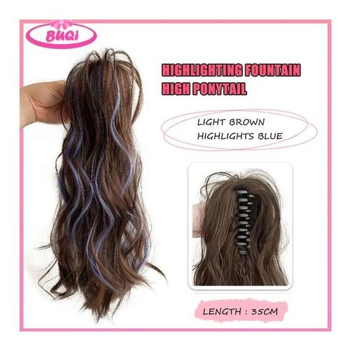 Buqi Water Wave Hair Extensions Claw Clip Ponytail Waterfall Half Tied Pony Tail High Color Highlight Dyed Hair Extensions