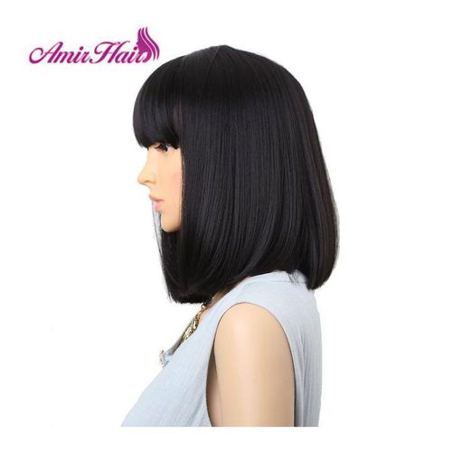 Amir Straight Hair Bob Wigs Short Synthetic Hair Wigs For African Women High Temperature Fiber Black Brown Burgundy Colors