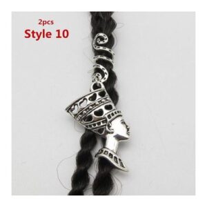 2pcs/pack Viking Spiral Different Charms Hair Braid Dread Beard Dreadlock Beads Clips Cuffs Jewelry Rings Accessories
