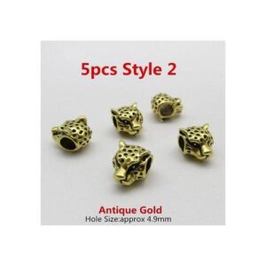 5pcspack Animal Antique Silverantique Gold Hair Braid Dread Dreadlock Beads Rings For Hair Accessories
