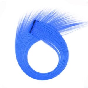 Hair Extensions Clip in Straight Color Clip in on Hair Extension Synthetic Hairpiece for Women Kids & Teen Girls,Crystal Blue NO5099