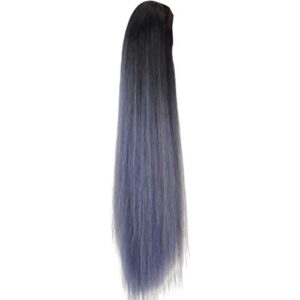 Claw Clip Ponytail Extensions Long Straight Hair Extension Natural Clip in Synthetic Hairpieces for Party Wedding Live Show,Brown Black Gradient Blue NO5124