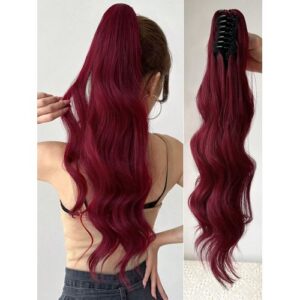 26 Inch Long Body Wave Hair Extension Synthetic Heat Resistant Claw Curly Wavy Ponytail Hairpieces
