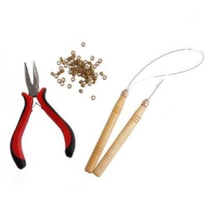 Hair Extension Kit Pliers Loop Hook Tool Hair Needle Silicone Micro