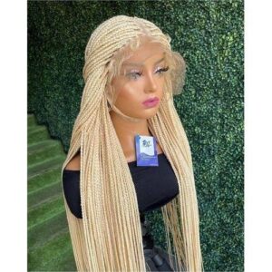 Luxurious braided wig with full frontal closure 613 creamy white