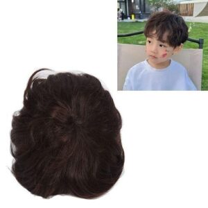 Children's Short Curly Wigs Naturally Fluffy Short Hair Wigs for Photography Props,Dark Brown NO5240
