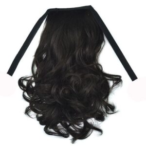 Drawstring Curly Ponytail Synthetic Natural Long Curly Ponytail Wig Women Styling,Brownish Black NO5112