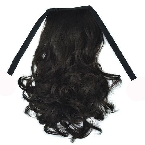 Drawstring Curly Ponytail Synthetic Natural Long Curly Ponytail Wig Women Styling,Brownish Black NO5112