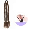 Twist Braided Wigs For Women Braided Ponytail Hair Extensions for Cool Women Girl Party,Light Brown,1 Pair NO5114